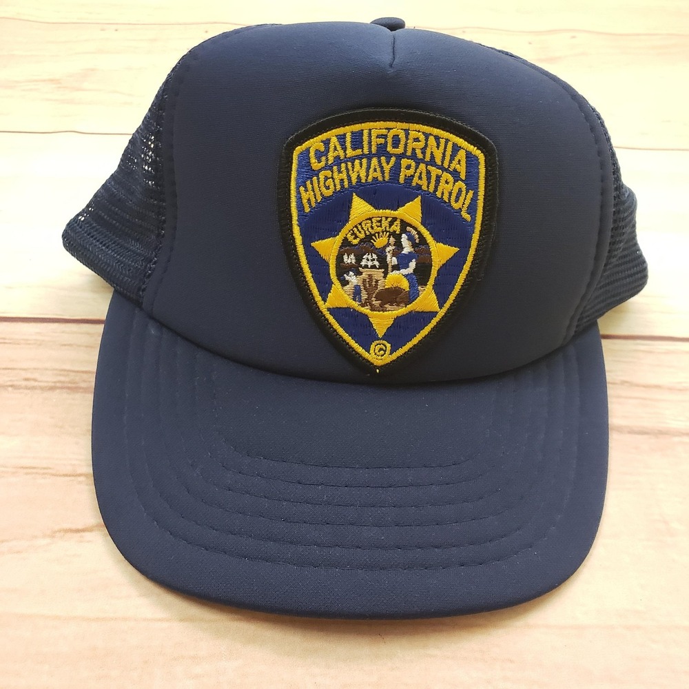 Vintage California Highway Patrol Hat Cap‎ Snap Back One Size Blue Police Mens